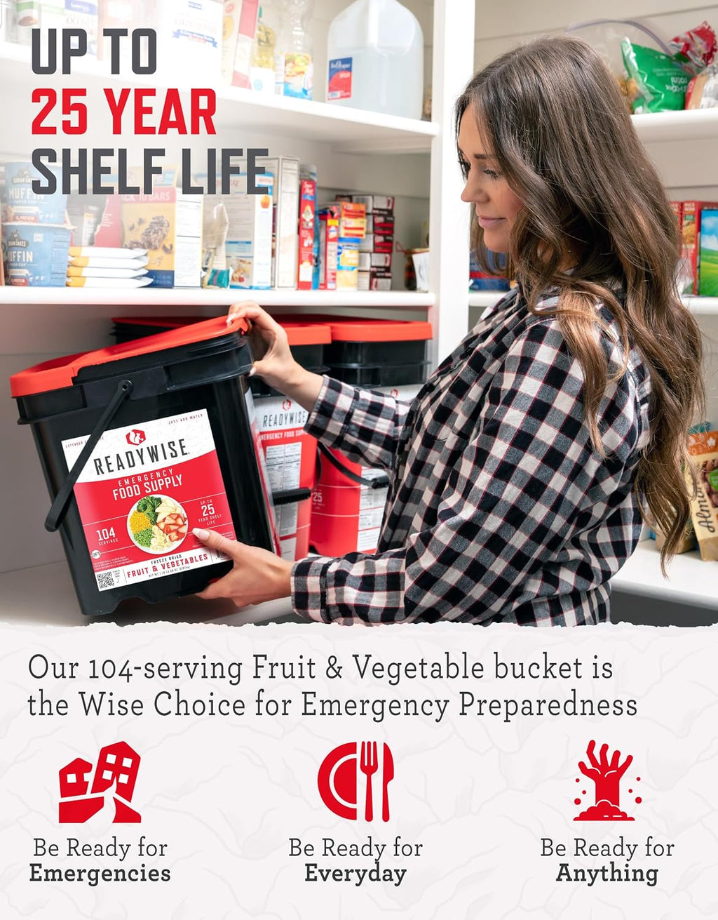 READYWISE Emergency Food Supply Fruit & Vegetables Bucket, 104 Servings