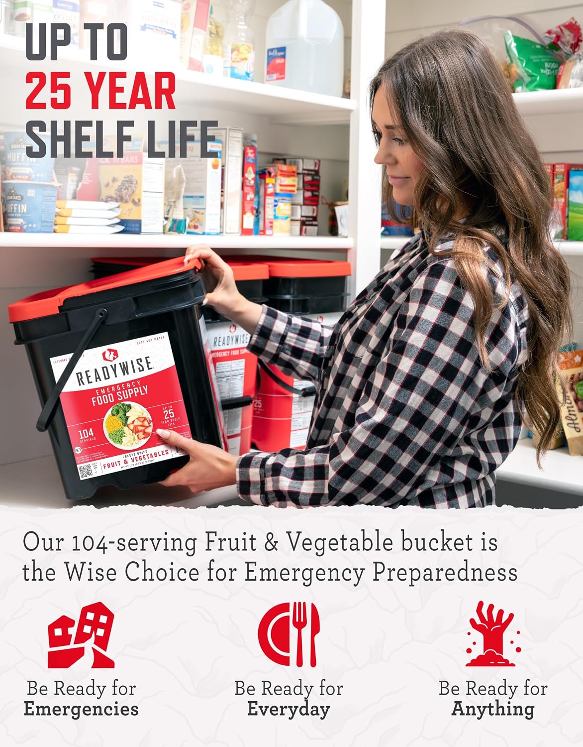 READYWISE Emergency Food Supply Fruit & Vegetables Bucket, 104 Servings