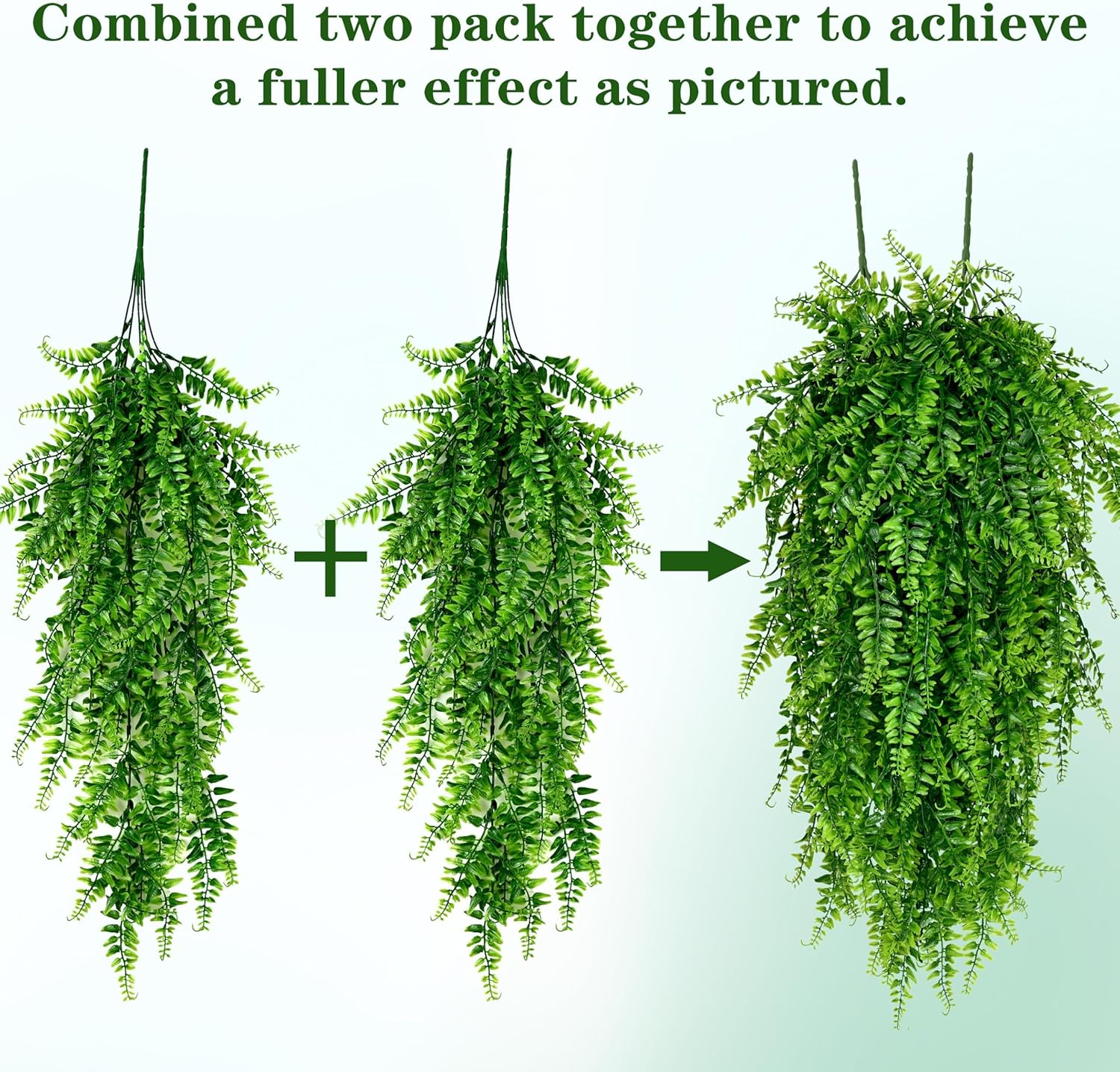 Waipfaru 4Pcs Fake Hanging Plants Artificial Ferns for Outdoors Fake Ferns