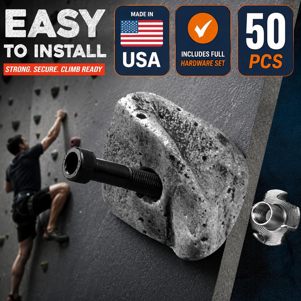50 PCS Rock Climbing Holds for Rock Climbing Wall Made in USA