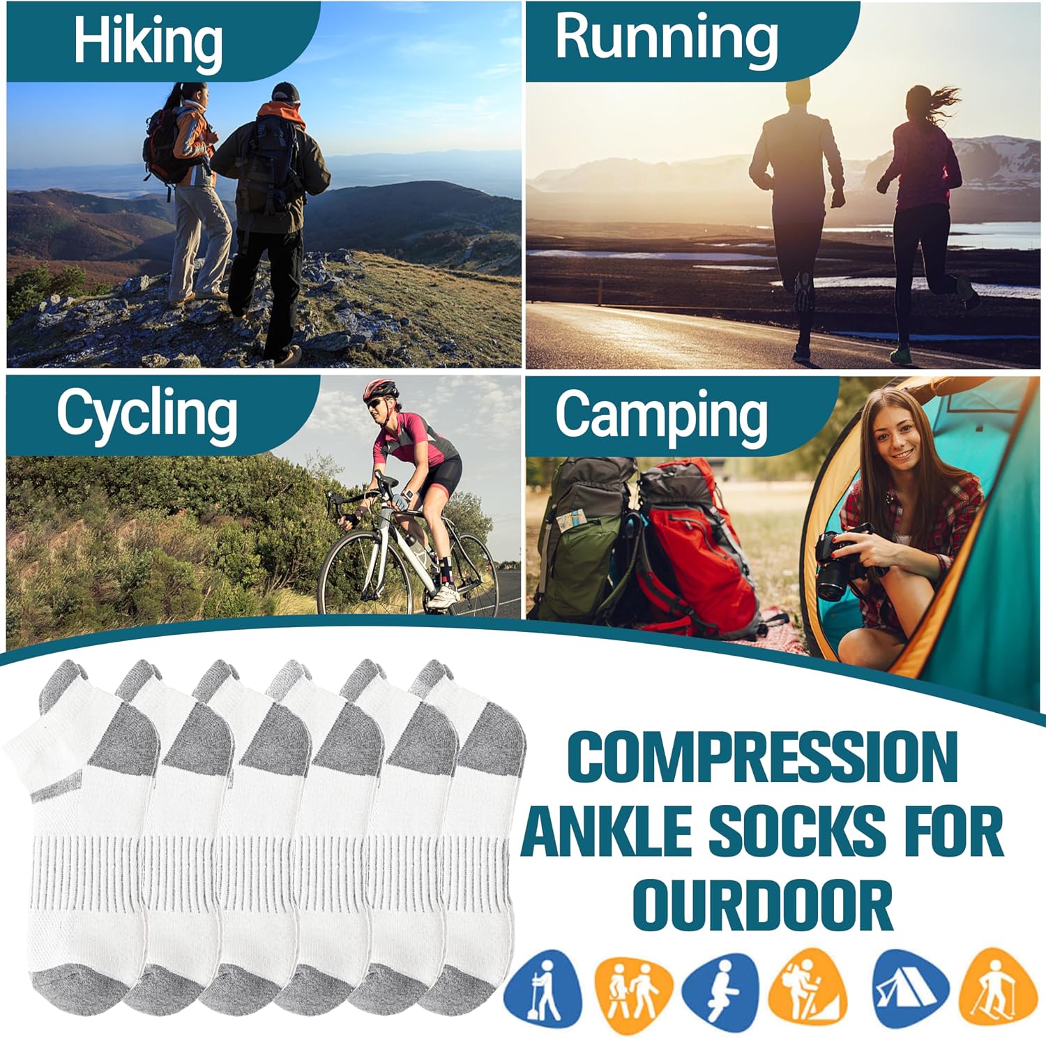 Anlisim Merino Wool Ankle Running Hiking Socks for Women and Men
