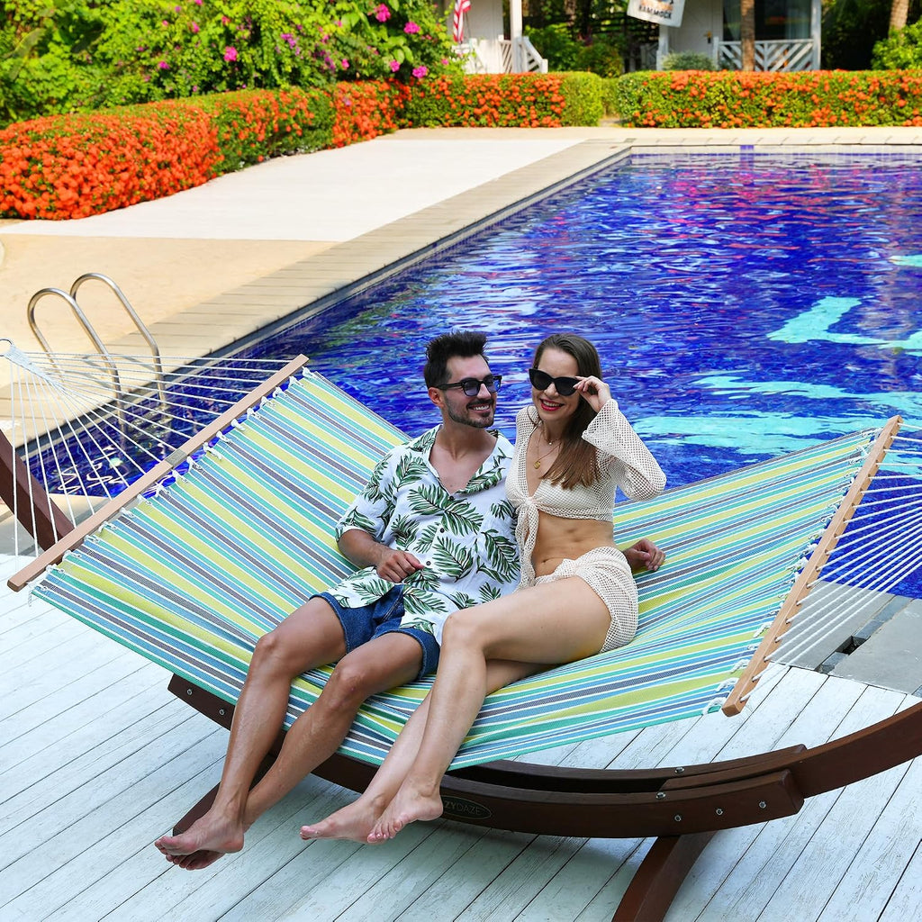 Lazy Daze Double Textliene Quick Dry Hammock with Spreader Bar for Outdoor