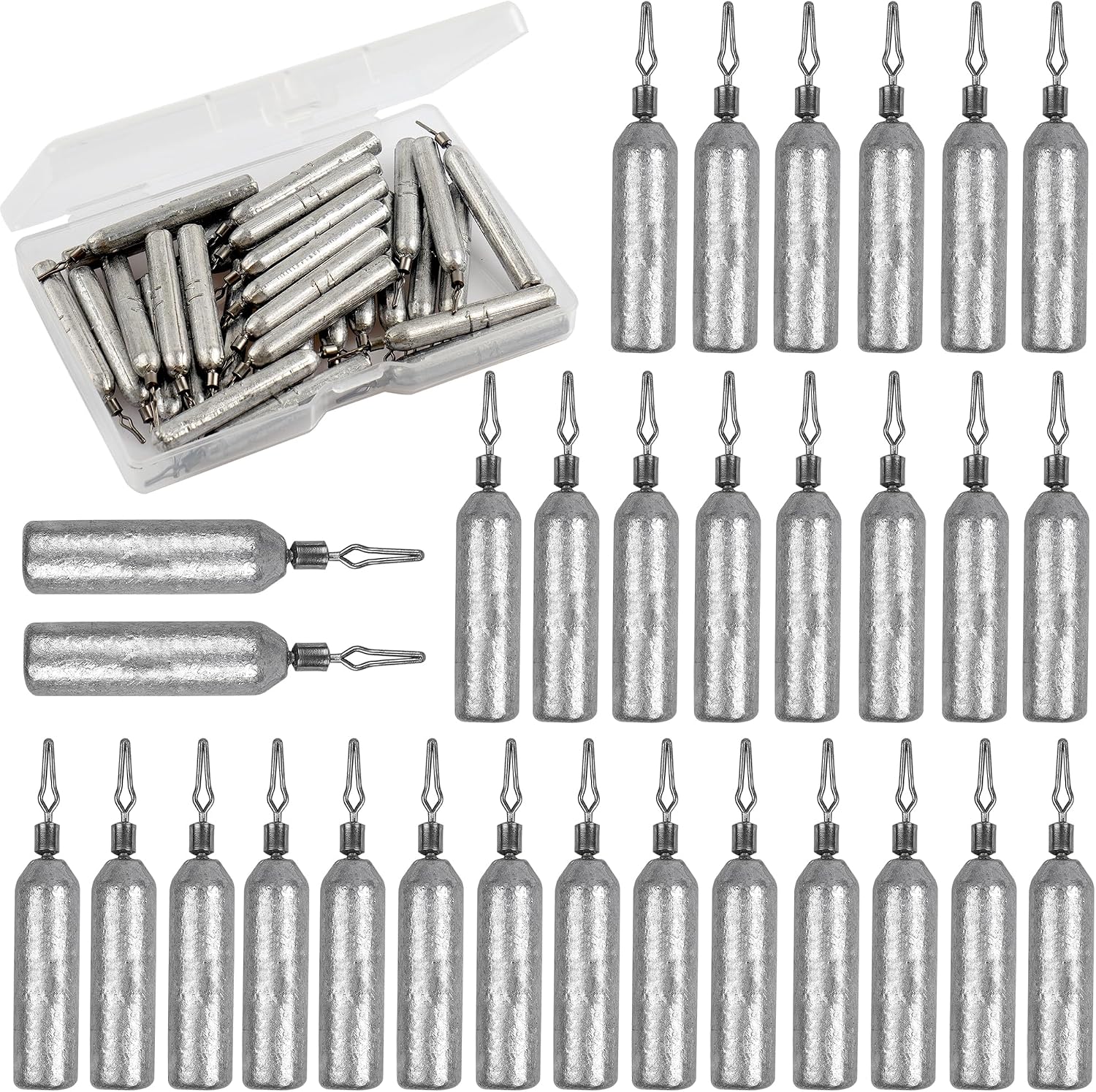30 Pack Drop Shot Weights Skinny Pencil Sinkers for Bass Fish Drop Shot Rig
