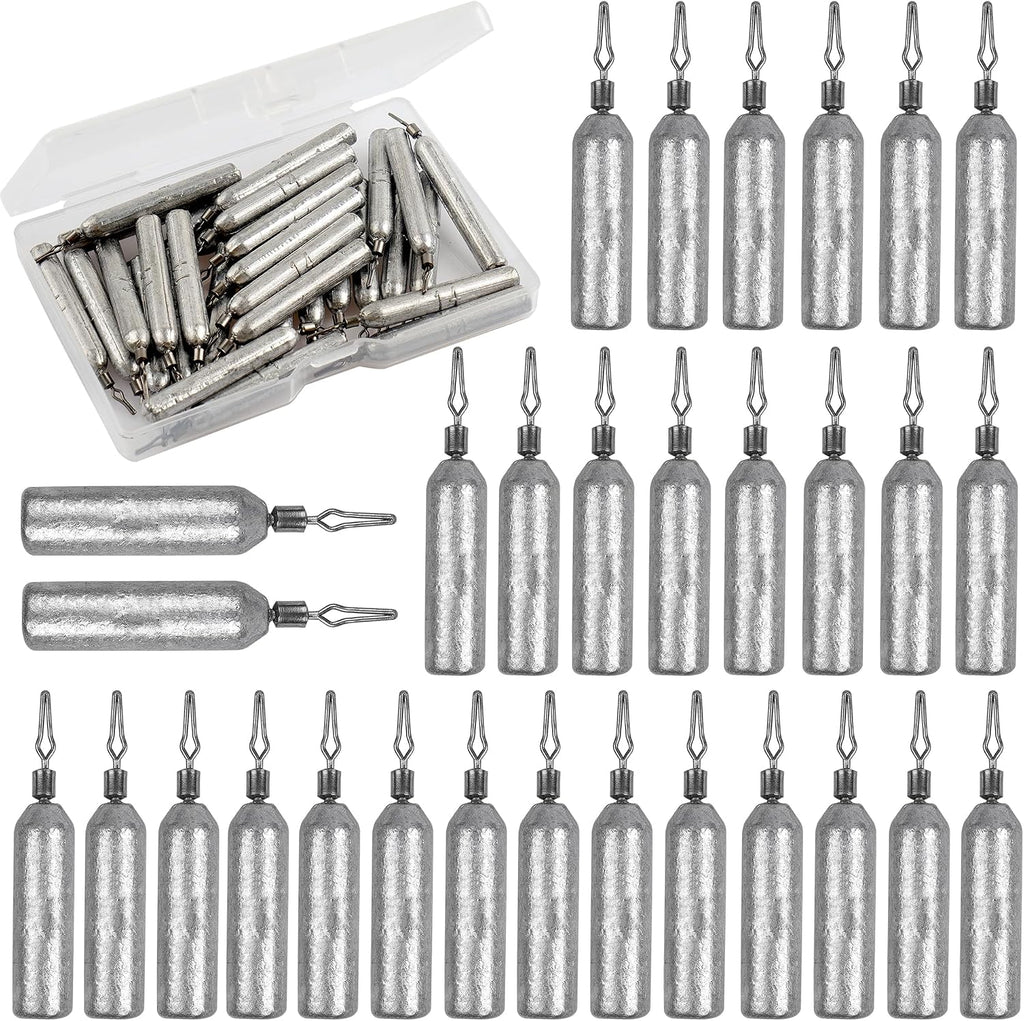 30 Pack Drop Shot Weights Skinny Pencil Sinkers for Bass Fish Drop Shot Rig