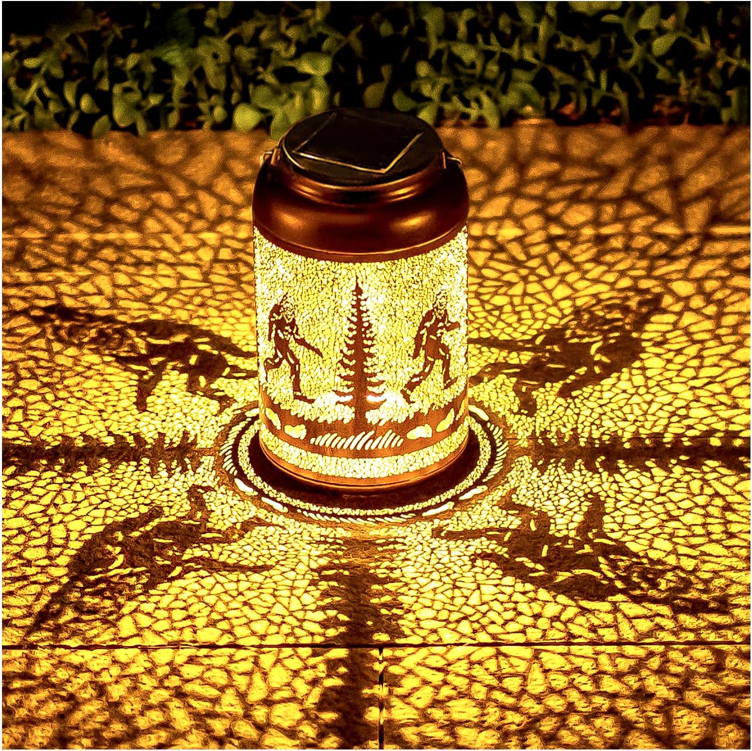 Bigfoot Solar Lanterns Outdoor Hanging Waterproof Solar Lights Big Foot Sasquatch Gifts for Men Women Metal Decorative LED Lanterns for Outside, Patio, Landscape, Yard Decor, Garden Decorations