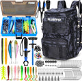 PLUSINNO Fishing Backpack with Tackle Boxes,Fishing Gear,42L Waterproof tackle Backpack with Rod Holders,Lures,Tools,Pliers & Accessories, Fish Gifts for Men
