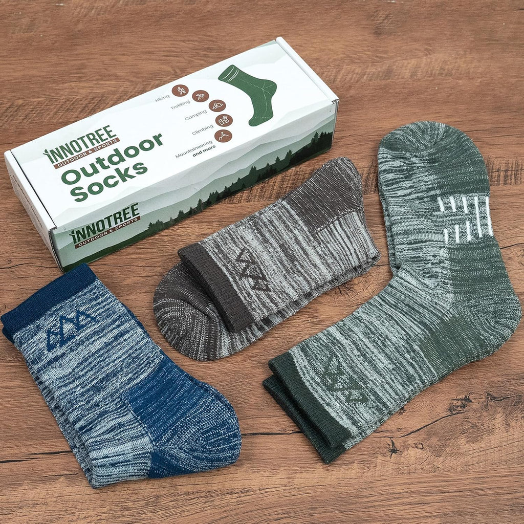 innotree Men's Merino Wool Hiking Socks 3 Pairs