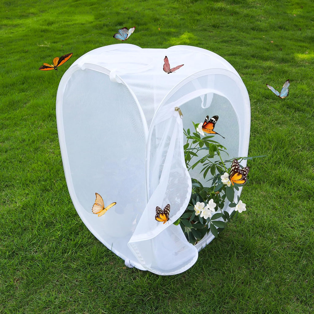 Pop-up Butterfly Habitat Cage Terrarium Clear Mesh Enclosure 2‑Pack