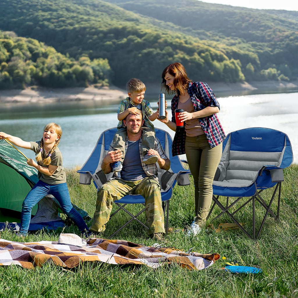 Youtanic Oversized Padded Camping Chair, Portable Folding Camping Chairs