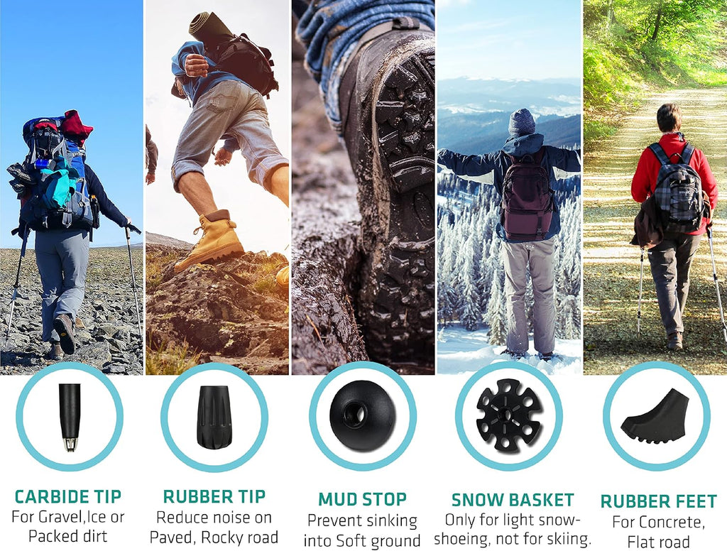 Trekology Trek-Z Cork Grip Collapsible Lightweight Hiking Trekking Poles