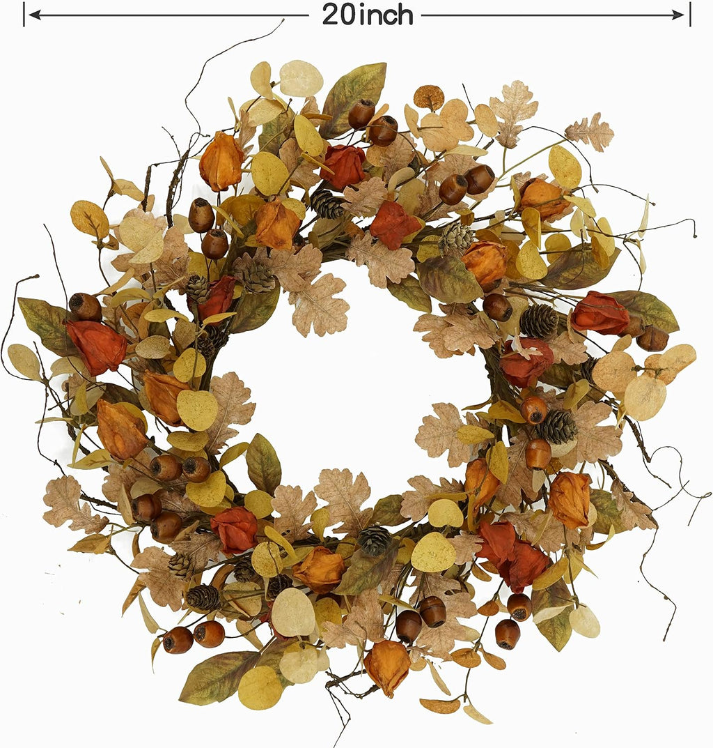 AMF0RESJ Artificial Fall Wreath for Front Door Autumn Wreath for Home Decor