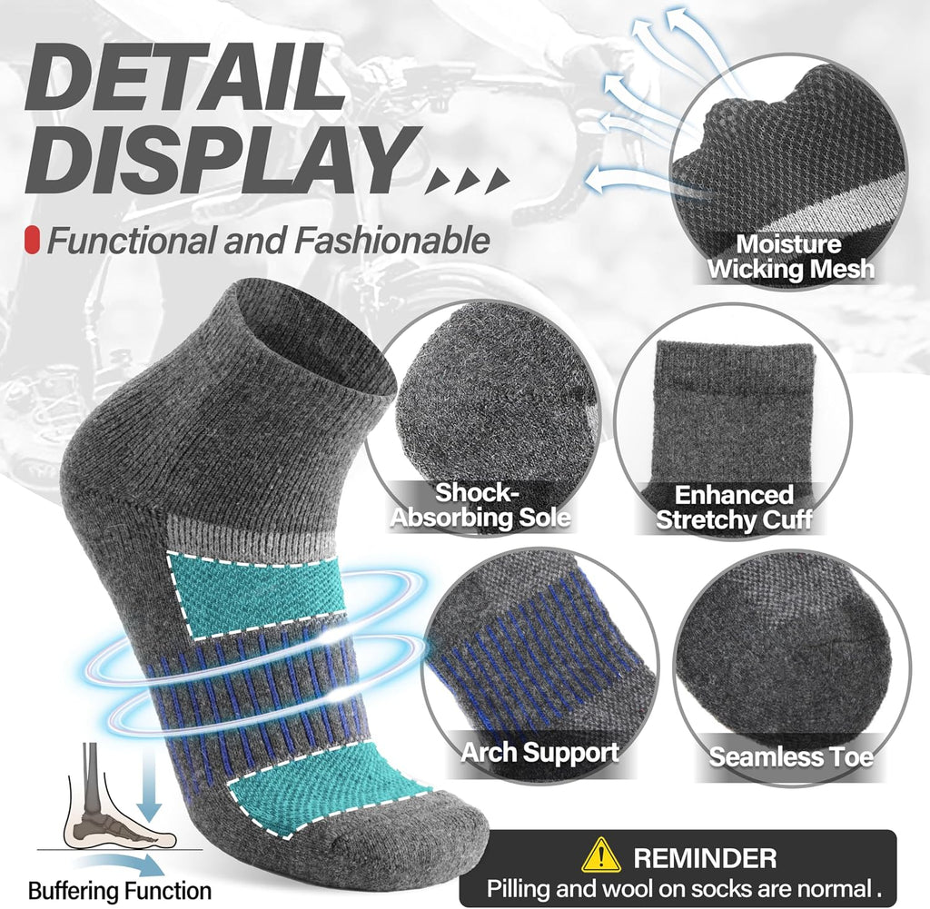 Anlisim Merino Wool Ankle Running Hiking Socks for Women and Men