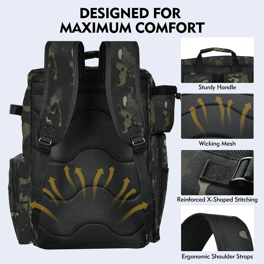 MGB Fishing Backpack, 46L Water-resistant Fishing Tackle Backpack