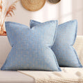 ZWJD Pillow Covers 18x18 Set of 2 Soft Polyester Textured Pillow Covers with Stylish Flange Edge Cozy Farmhouse Throw Pillows for Couch Bed Sofa Living Room