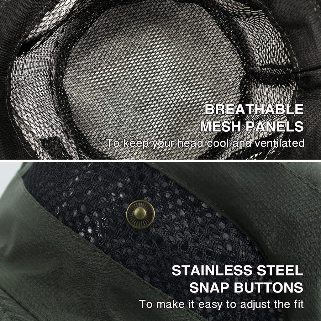 Sun Hats for Men Women UPF 50+ Wide Brim Bucket Hat Waterproof Packable Cowboy Hat for Fishing Beach Safari Gardening Golf