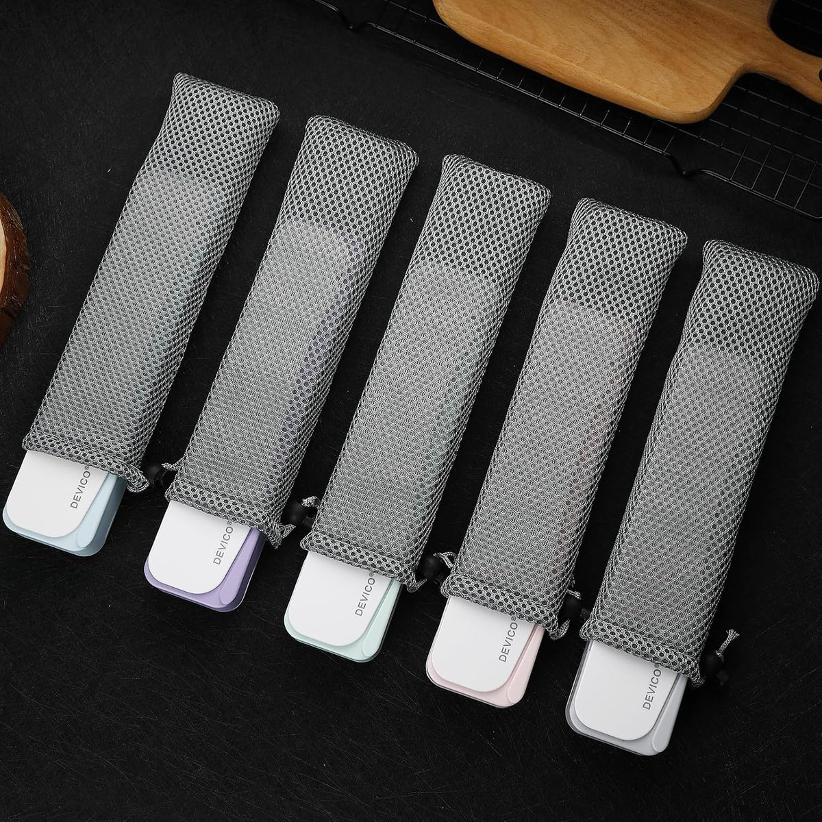 DEVICO Travel Utensils with Case, 4Pcs Portable Silverware Set for Work, 18/8 Stainless Steel Reusable Cutlery, Korean Spoon and Chopsticks Fork for Camping, School, Lunch Box Accessories (Grey)