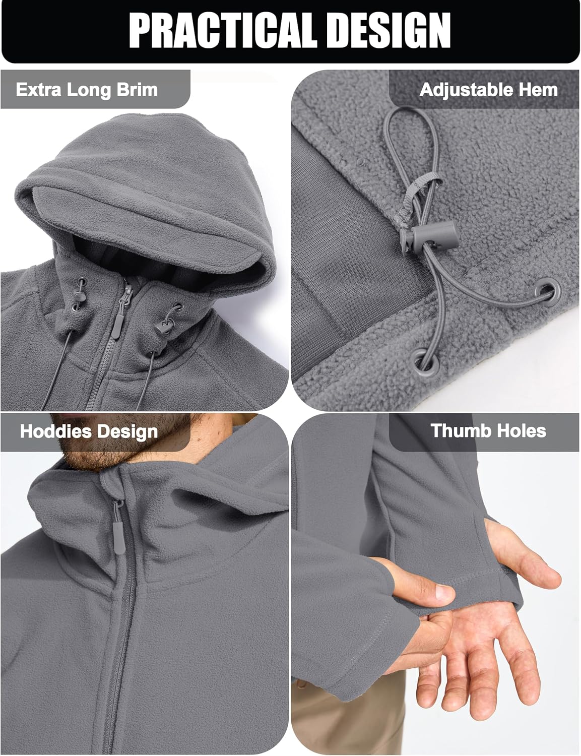 CRYSULLY Men's Military Tactical Sport Warm Fleece Hooded Outdoor Adventure Jacket Coats