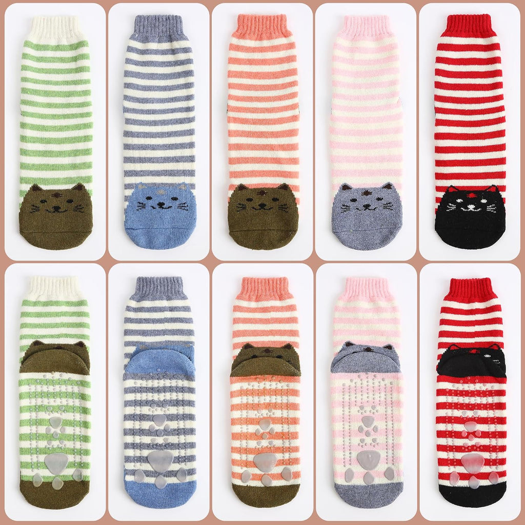 SISOSOCK Non Slip Slipper Socks with Grips for Women Cabin Crew House Socks