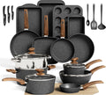 DishDelight 30 Pcs Pots and Pans Set Non Stick, Granite Induction Cookware