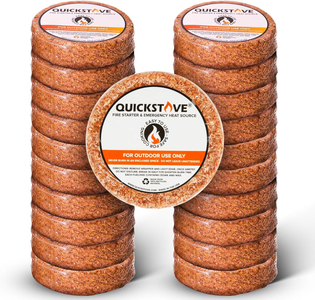 Fire Starters (20 Pack) – Waterproof Emergency Fuel Disks for Camping Essentials, Wood Stove, Fireplace, Fire Pit, Survival Kit, Campfire & Outdoor Accessories