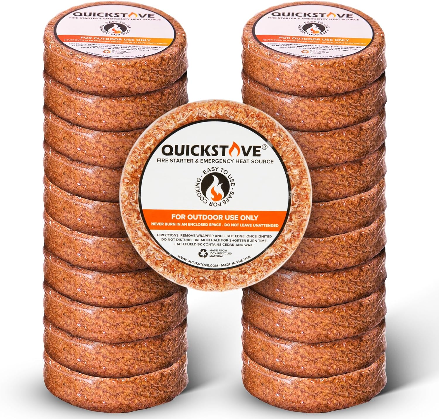 Fire Starters (20 Pack) – Waterproof Emergency Fuel Disks for Camping Essentials, Wood Stove, Fireplace, Fire Pit, Survival Kit, Campfire & Outdoor Accessories