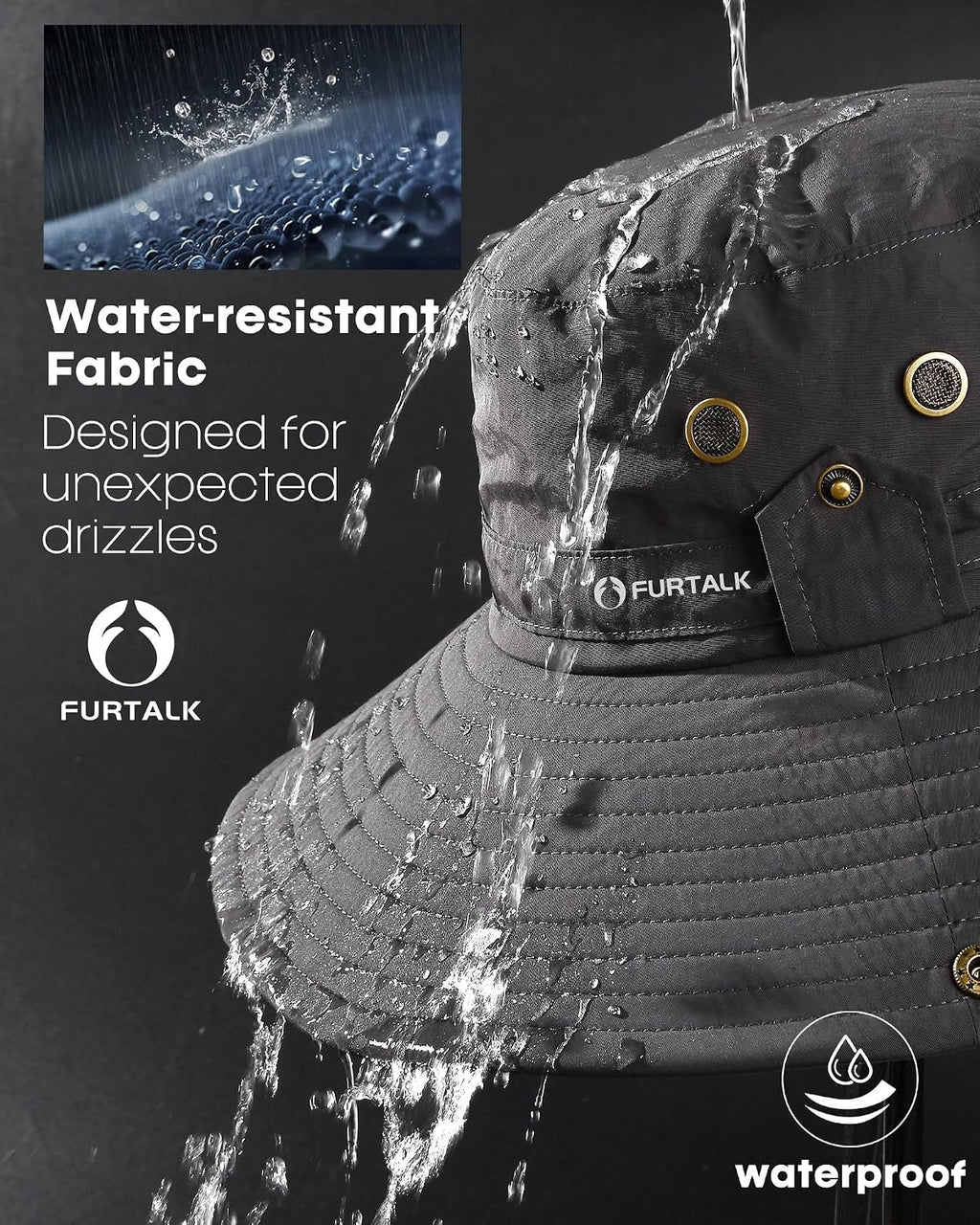 FURTALK Sun Hats for Men Fishing Hat UPF Protection Wide Brim Bucket Hat