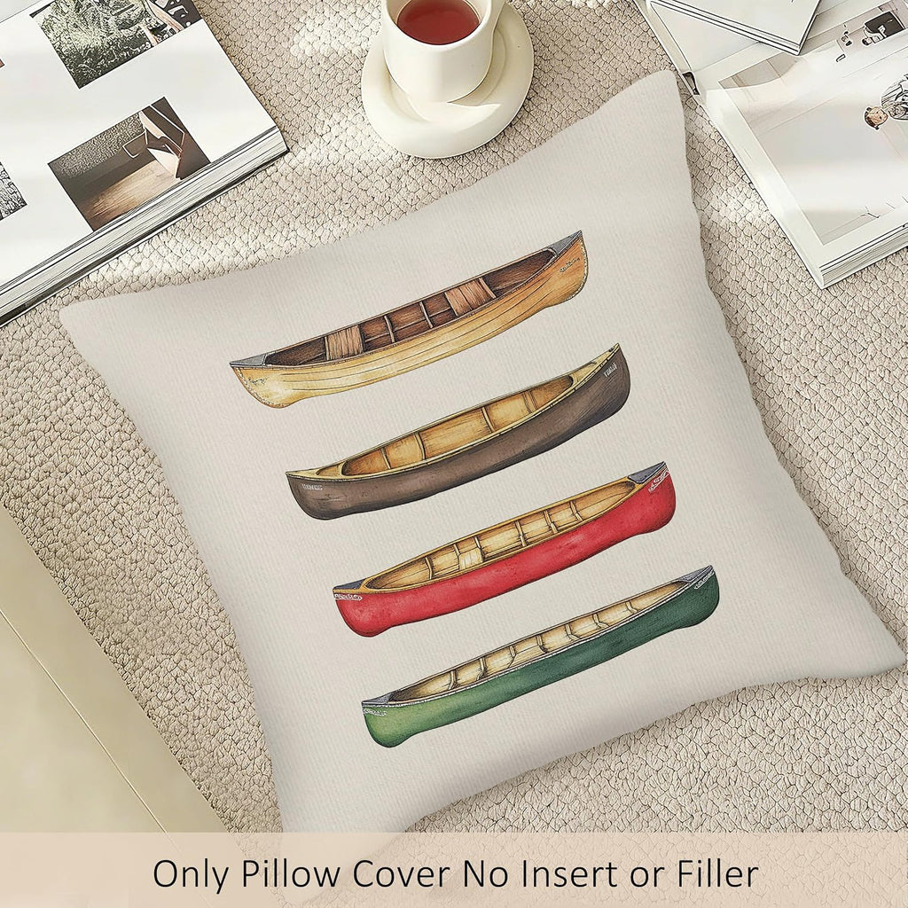 Retro Canoe Paddle Throw Pillow Covers Set of 2, Vintage Paddles Pillow Case Cover for Sofa Couch, Farmhouse Outdoor Boat Cushion Cover Case for Bedroom, Lake House Decor, 18x18 Inch