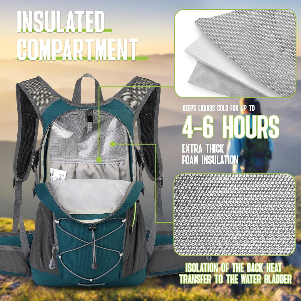N NEVO RHINO Hydration Backpack, 18L Hiking Backpack with 3L Water Bladder