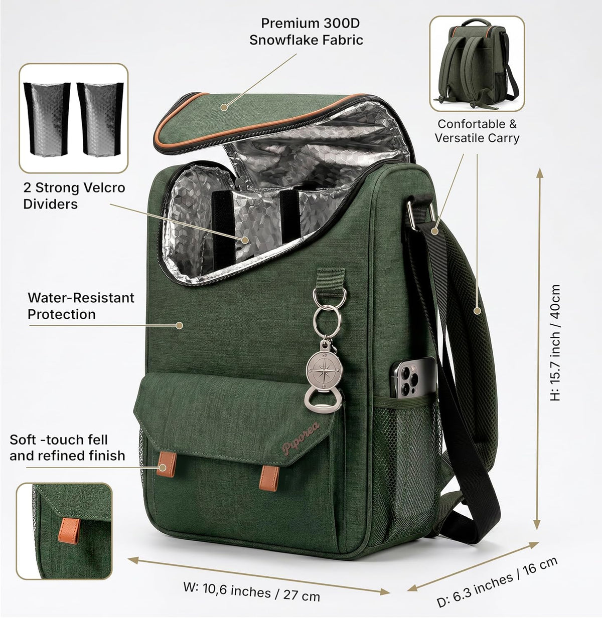PIPOREA Back Pack Cooler for Beach or Picnic - Cooler Backpack Insulated Waterproof - Mochila Hielera
