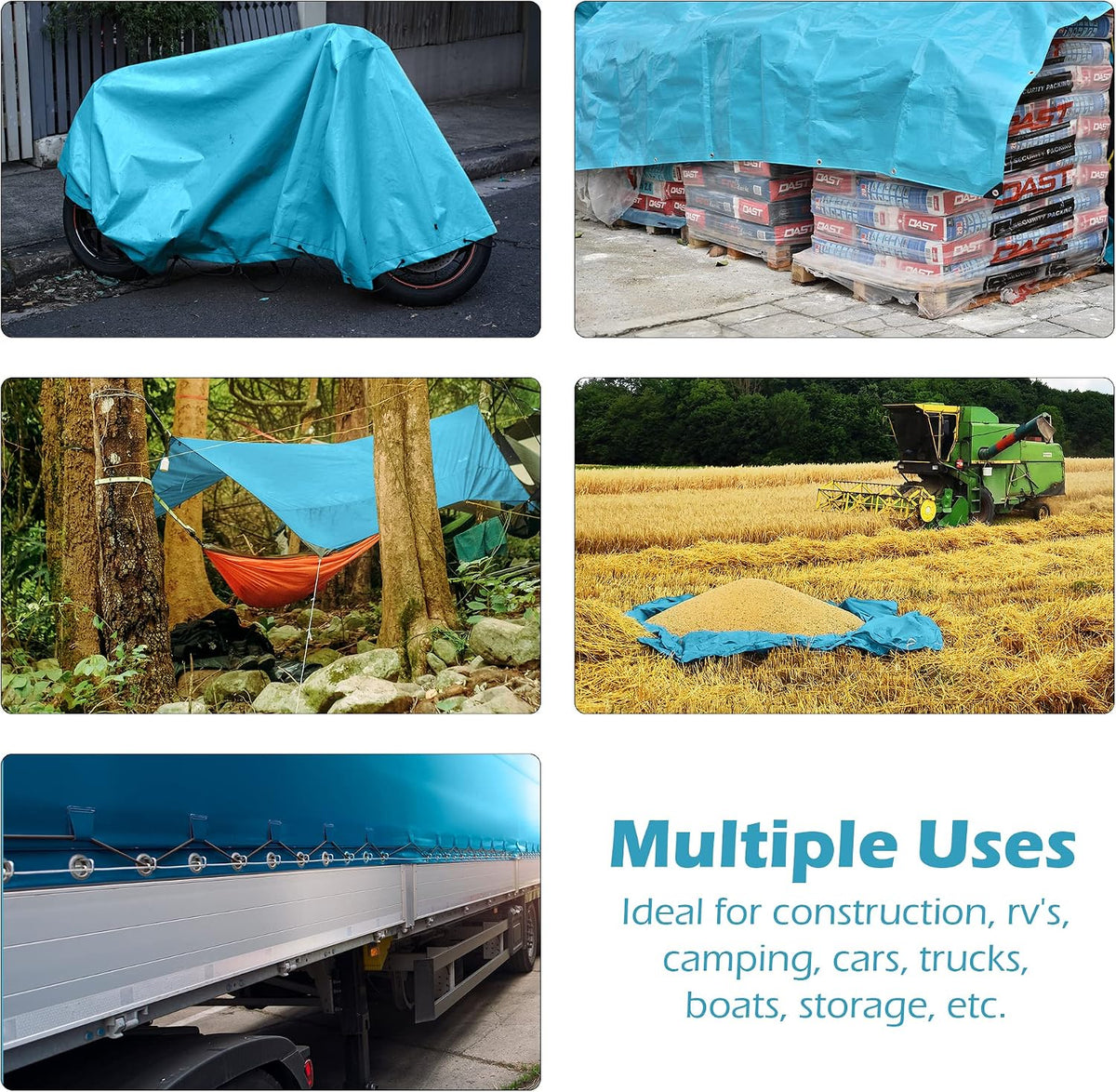 Tarps Heavy Duty Waterproof 12x16 ft, 12 mil Thick Tarp Cover with Grommets