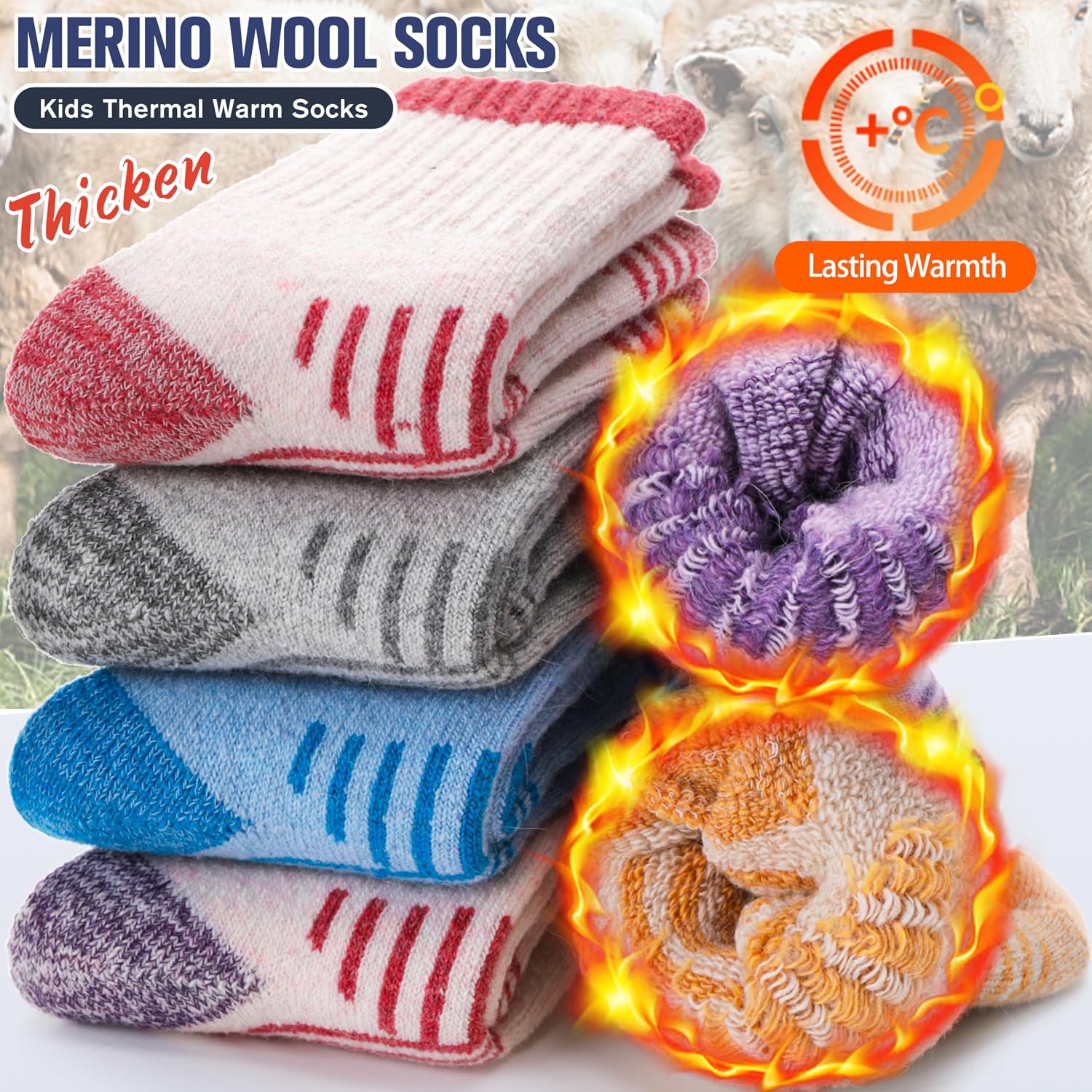 EBMORE Kids Merino Wool Hiking Thermal Winter Socks