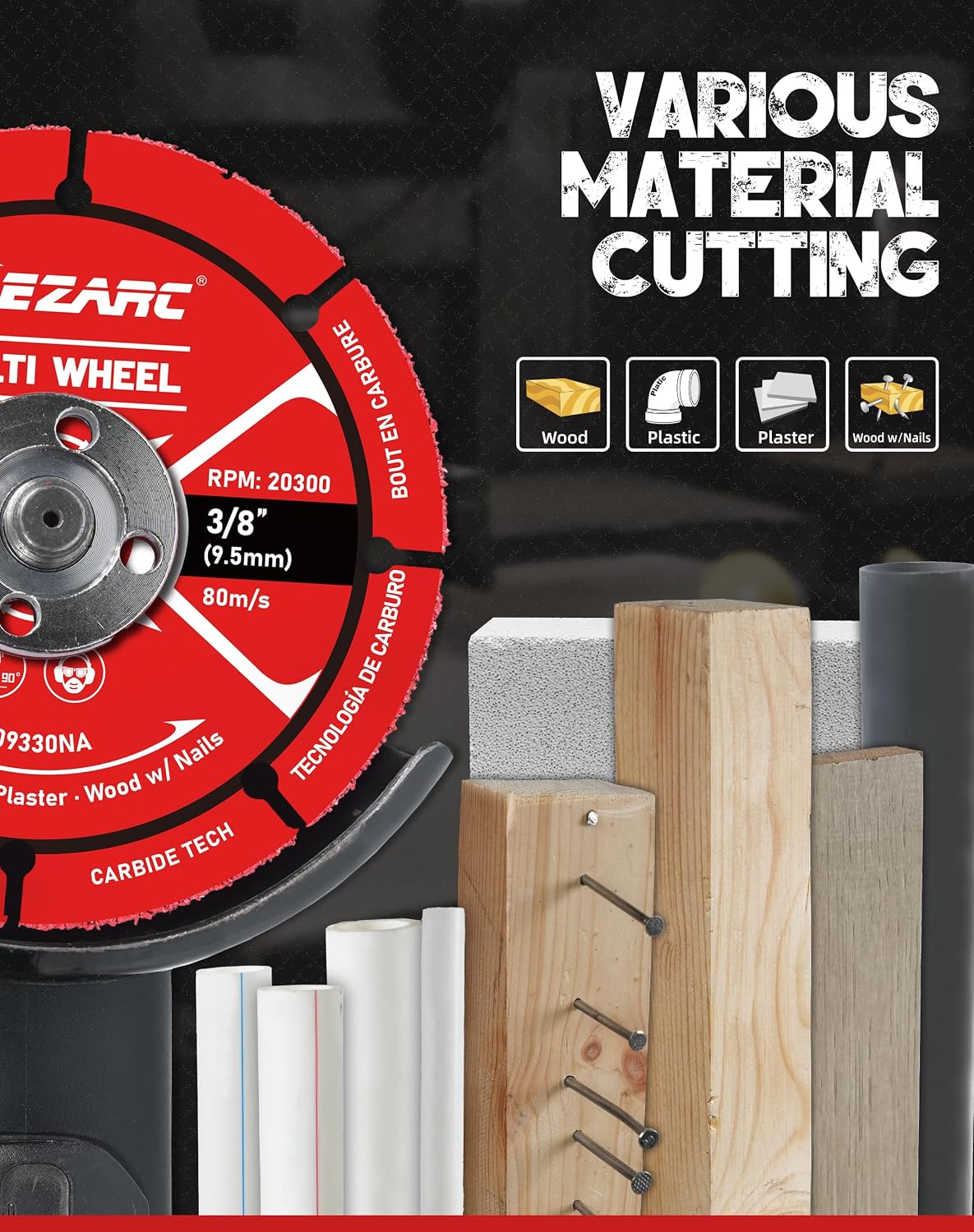 EZARC 3 Inch Carbide Cut Off Wheels for Wood, Nails, Plaster, 2-Pack