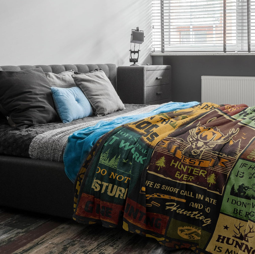 Hunting Gifts for Men, Hunting Gift Blanket 60"x50", Gifts for Hunters, Hunter Present for Dad/Gandpa, Hunting Decor