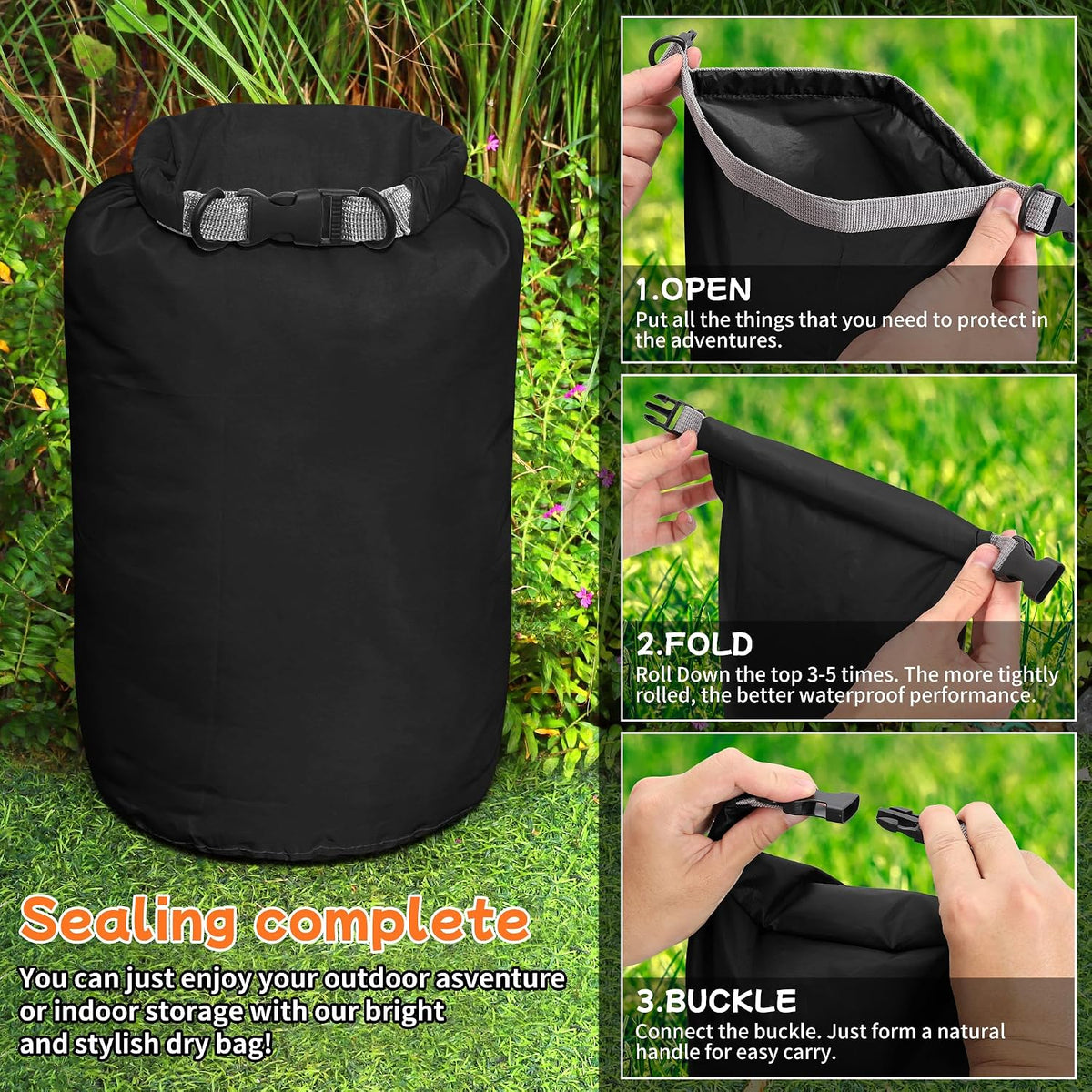 Desoto Waterproof Dry Bag 2 packs, 2L/5L/10L/20L/40L/70L Dry Sack Lightweight Portable, Dry Storage Bag to Keep Gear Dry Clean for Kayaking, Gym, Hiking, Swimming, Camping