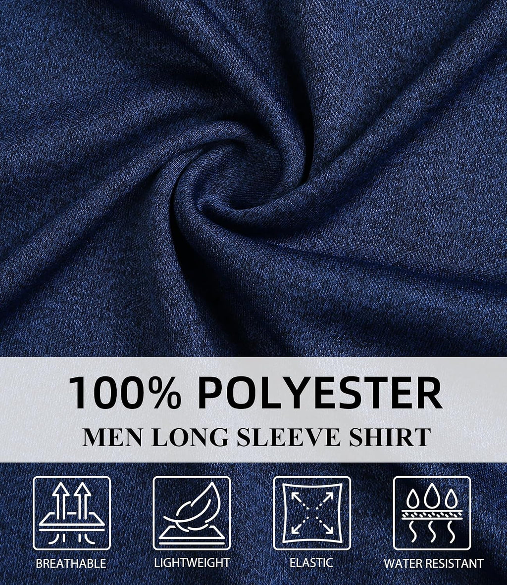 Kinglaman 6 Pack Men Dry Fit Workout Long Sleeve UPF 50+ Athletic Gym Shirt