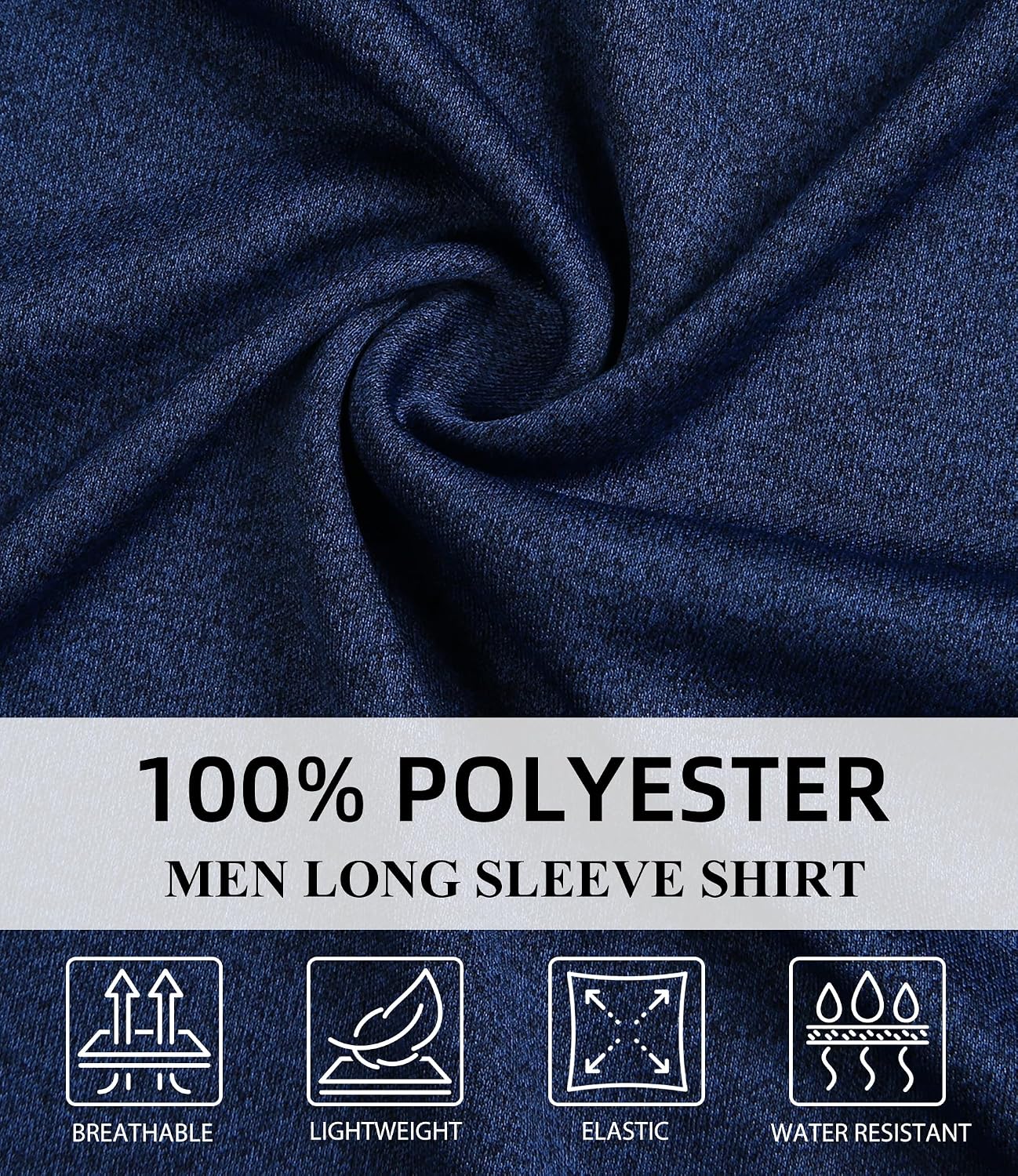 Kinglaman 6 Pack Men Dry Fit Workout Long Sleeve UPF 50+ Athletic Gym Shirt