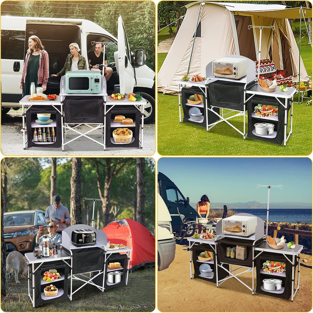 Nice C Camping Kitchen Table, Folding Cook Table, Cook Station (Silver)