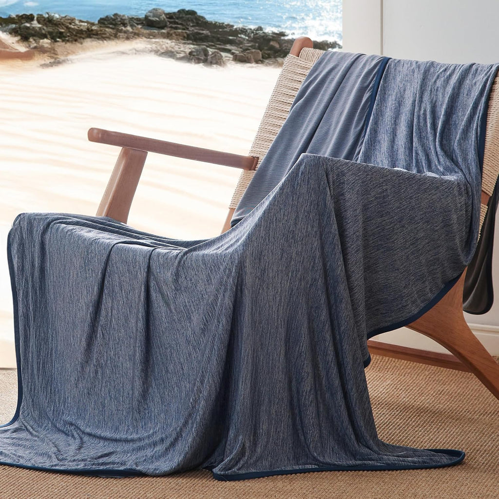 Bedsure Silky Soft Cooling Blanket for Hot Sleepers, Throw XL, Navy