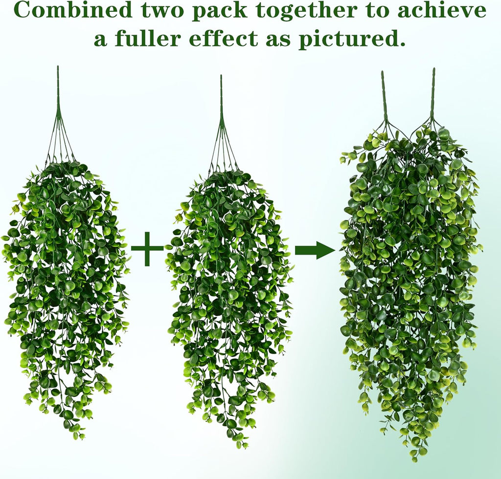 Waipfaru 4Pcs Fake Hanging Plants 2.7FT Fake Plants Fake Vines Greenery