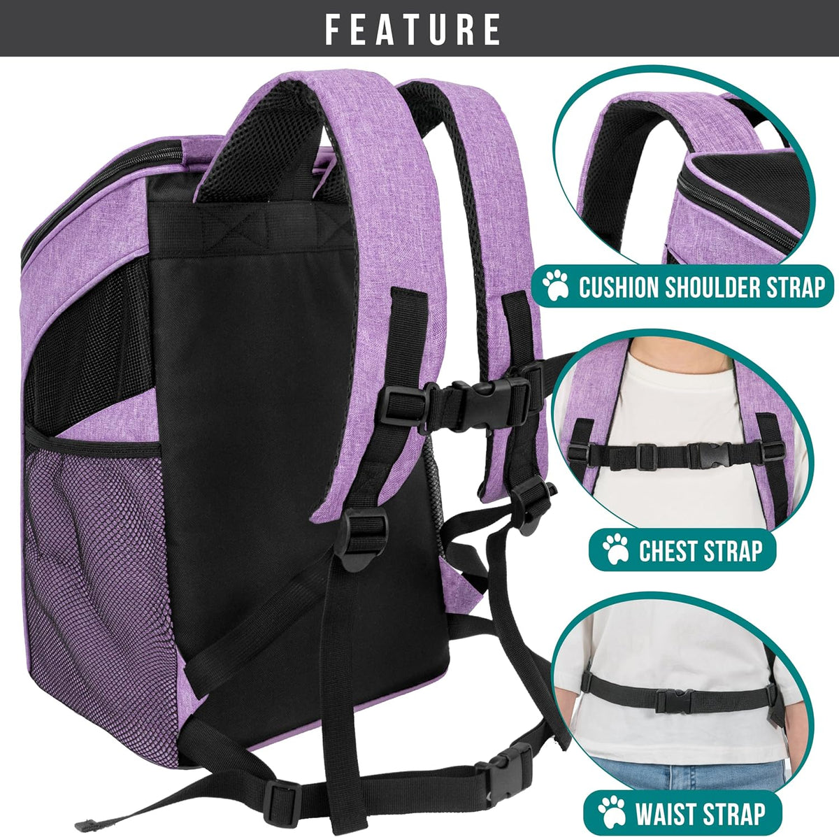 PetAmi Cat Backpack Carrier for Small Dogs and Large Cats, Airline Approved