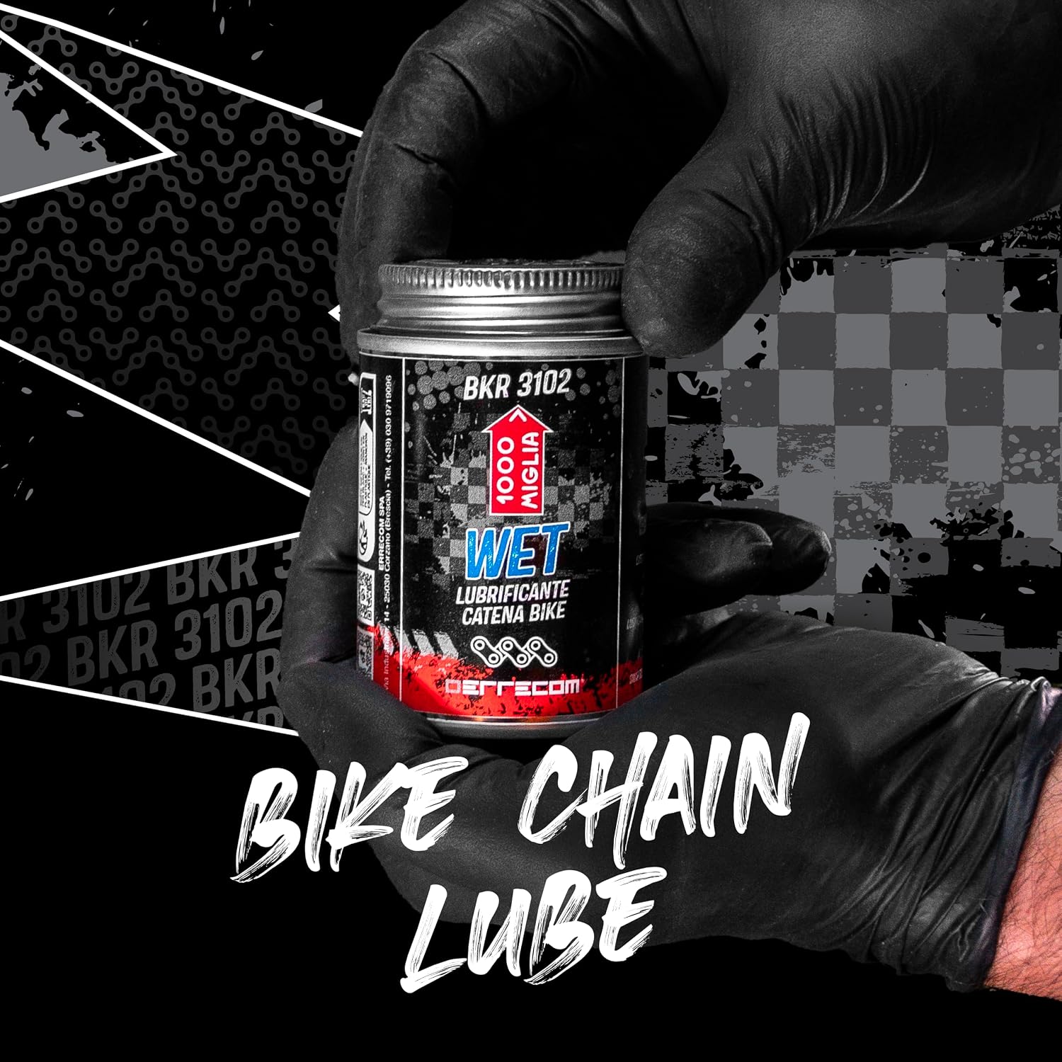 Errecom 1000 Miglia BKR 3102-4 fl oz (120 mL) Can, Wet Lube Bike Chain, for Wet and Muddy Weather Conditions, Brush Included