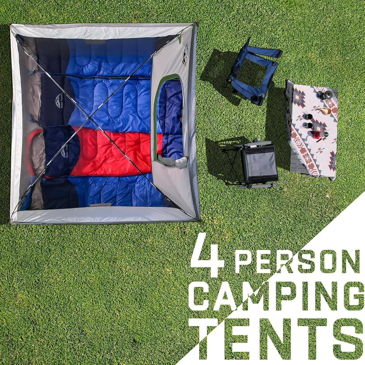 Happy Travel Camping Tent, 4/6 Person Dome Tents for Camping with Rainfly