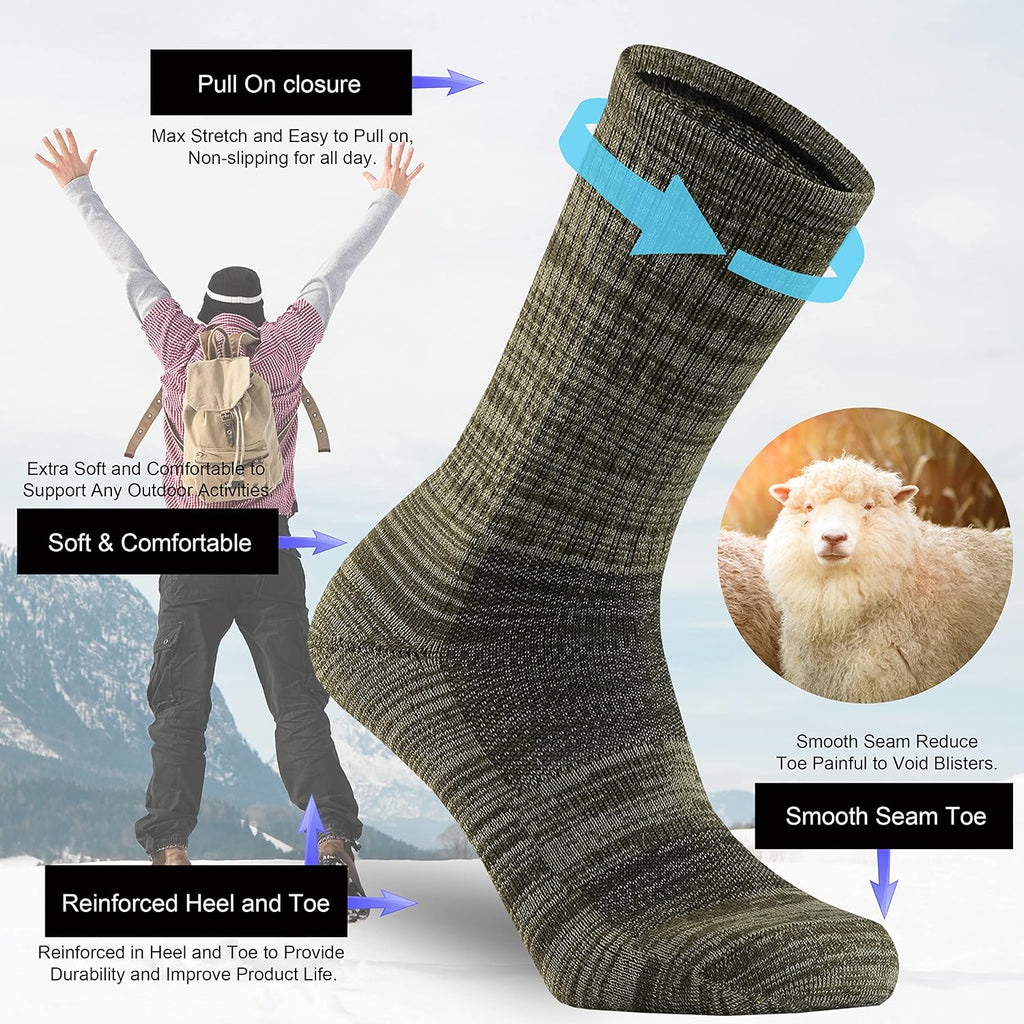 Ortis Merino Wool Socks for Men Outdoor Hiking Casual Soft Cushion Crew