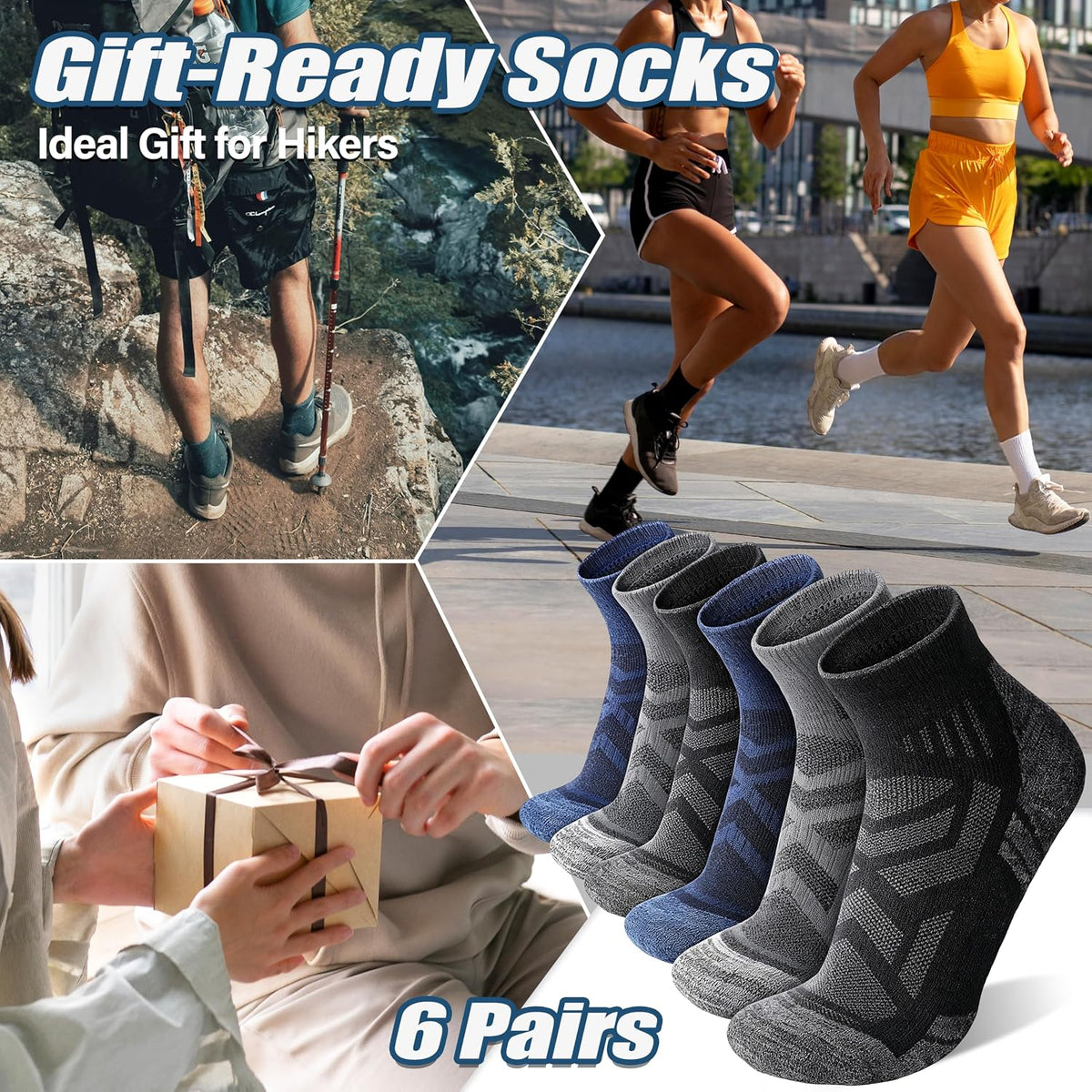 ANTSANG Merino Wool Quarter Ankle Hiking Running Socks for Women and Men