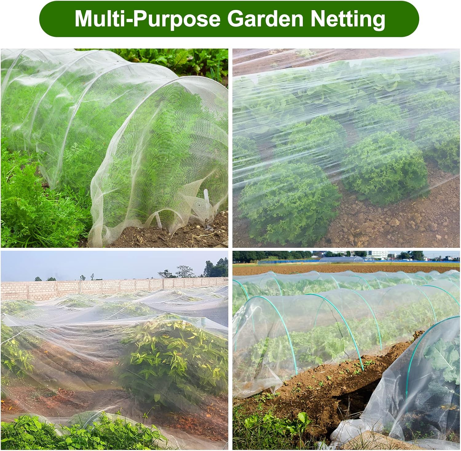 Jevrench 8 x 25 ft Garden Netting Row Cover, Ultra Fine Mesh for Plants