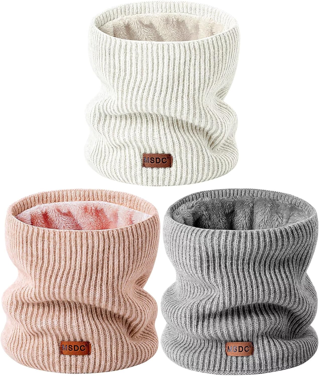 MSDC Winter Neck Gaiters for Men 3 Pack,Neck Warmer Men Women with Thermal Thick Warm Fleece Lined Cold Weather