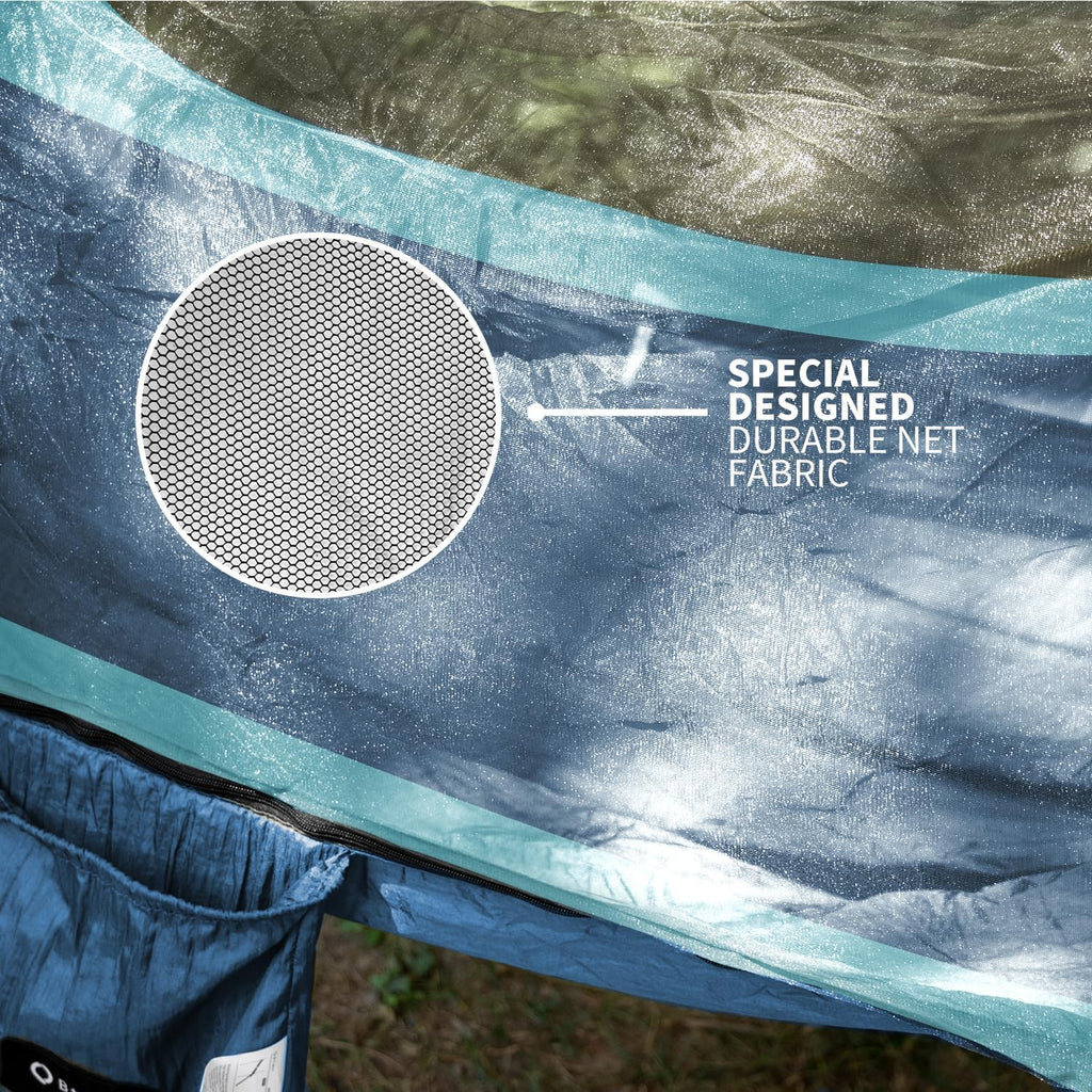 Hammock with Mosquito Net - Lightweight, Portable, 1 Person Hammock - for Camping, Hiking, Backpacking, Travel, a Festival, or The Beach (Blue)
