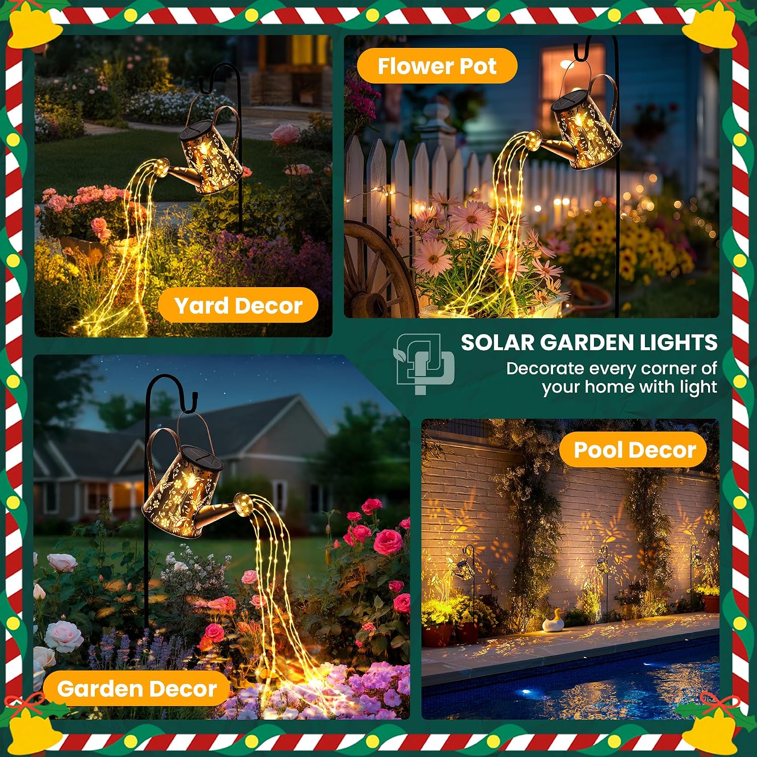 Solar Watering Can Lantern for Outside, Hanging Gift