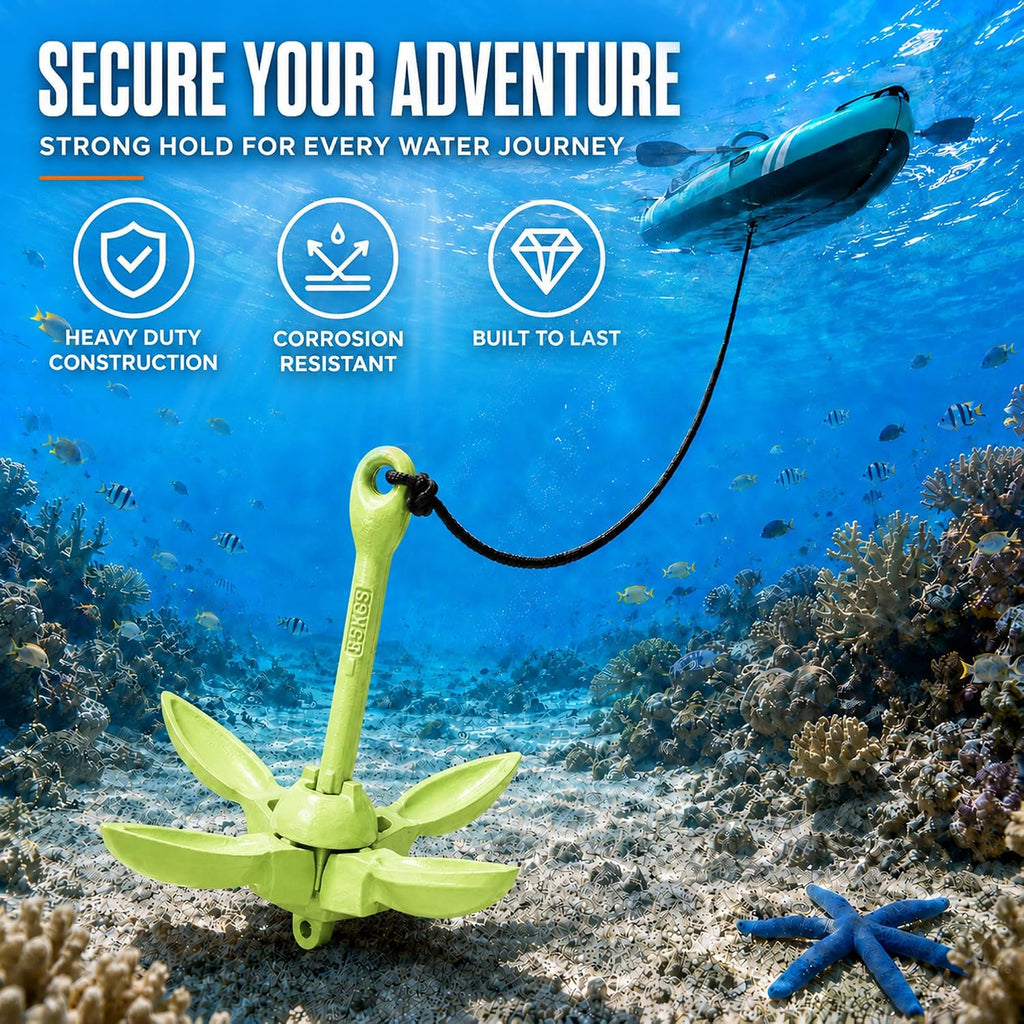 Kayak Anchor Boat Anchor for Kayaks, Canoes, SUP Paddle Boards & Jet Skis, Folding Anchor with 40ft Anchor Tow Rope and Carrying Bag