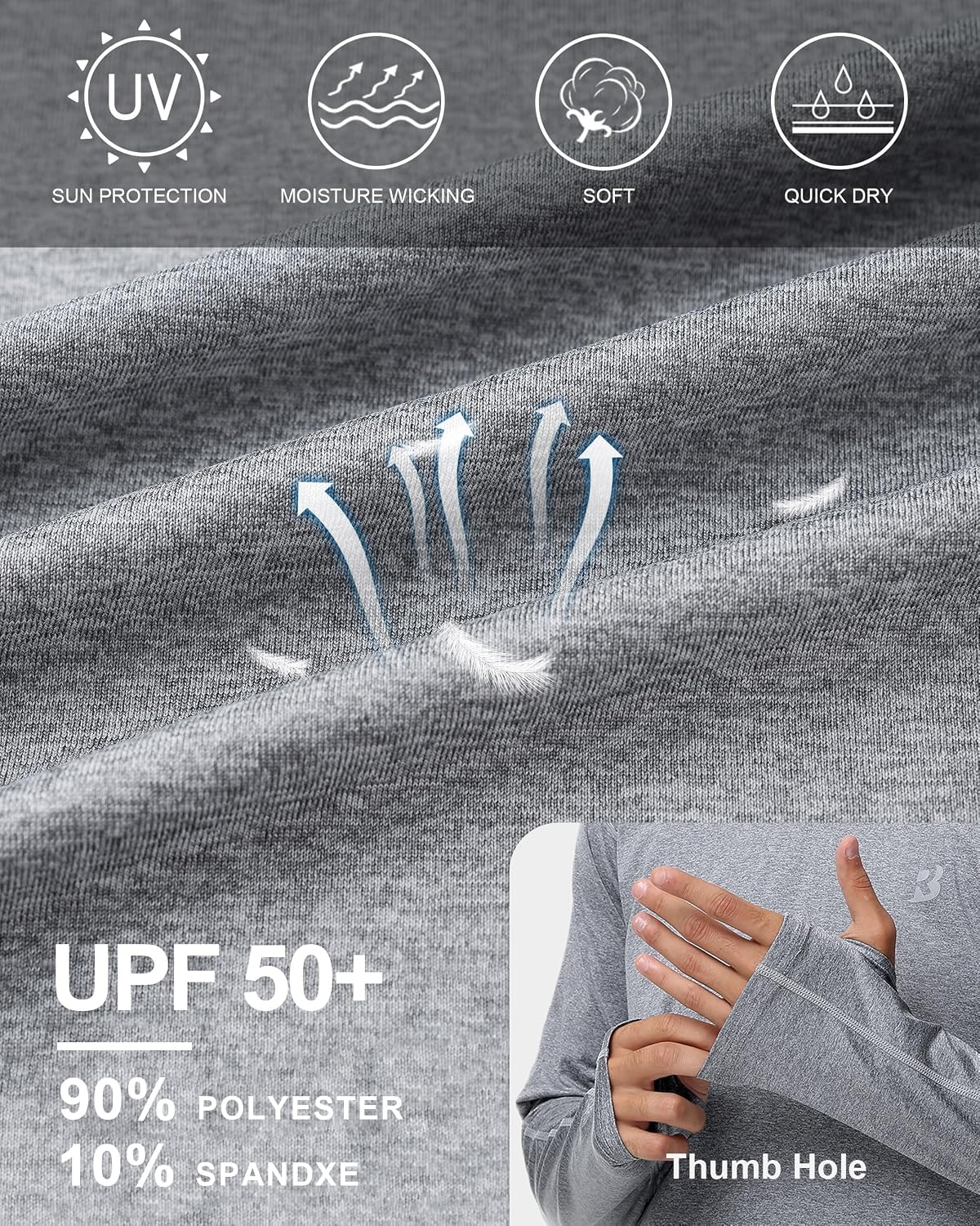 Roadbox Men's UPF 50+ Fishing Shirts, Long Sleeve UV Sun Protection Hoodie